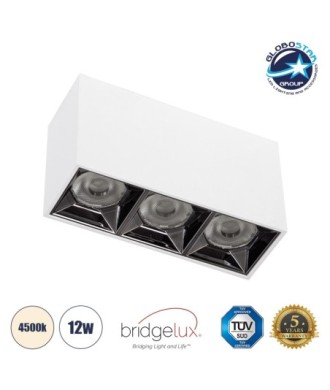 GLOBOSTAR® LUMINAR 60326 Downlight Σποτ LED 12W 1680lm 36° AC 220-240V IP20 Φυσικό Λευκό 4500K - Osram SMD Chip & TÜV SÜD Driver - Λευκό Ματ - Μ11.8 x Π4.2 x Υ6.6cm - 5 Χρόνια Εγγύηση